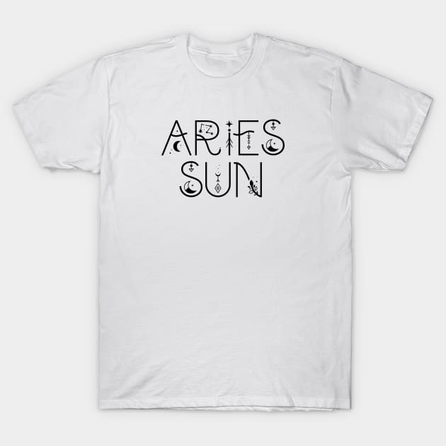 Aries sun sign celestial typography T-Shirt by lilacleopardco
